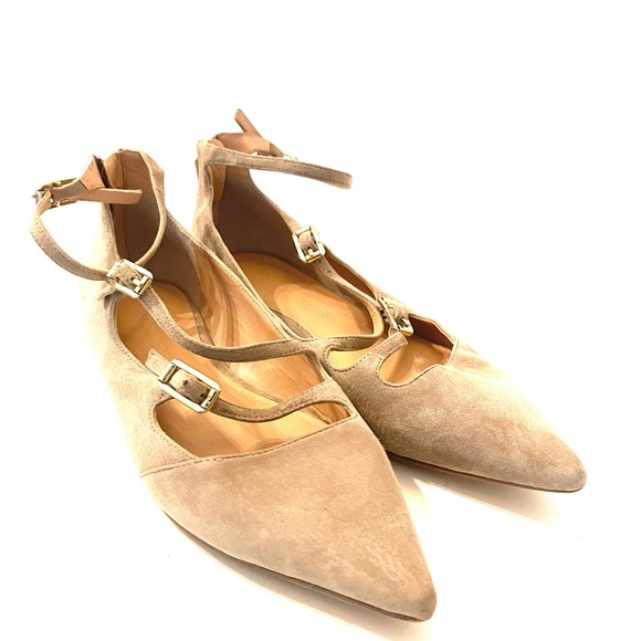 Sigerson Morrison | Pulie Pointy Suede Buckle Flat Blush - 7M Womens - Picture 3 of 14